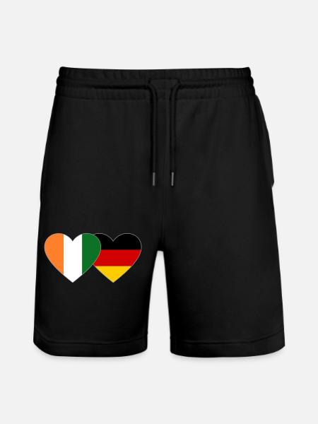 Côte d'Ivoire Germany Flag Heart - Stanley/Stella Trainer Unisex Organic Jogging Shorts - black