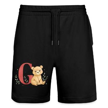 Ours aquarelle avec la lettre G - Short de jogging bio TRAINER Stanley/Stella unisexe - noir - Devant - Nik (191cm) & Marisol (170cm)