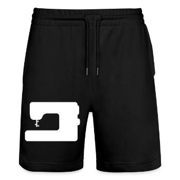 sewing machine - Stanley/Stella Trainer Unisex Organic Jogging Shorts - black - Front - Nik (191cm) & Marisol (170cm)