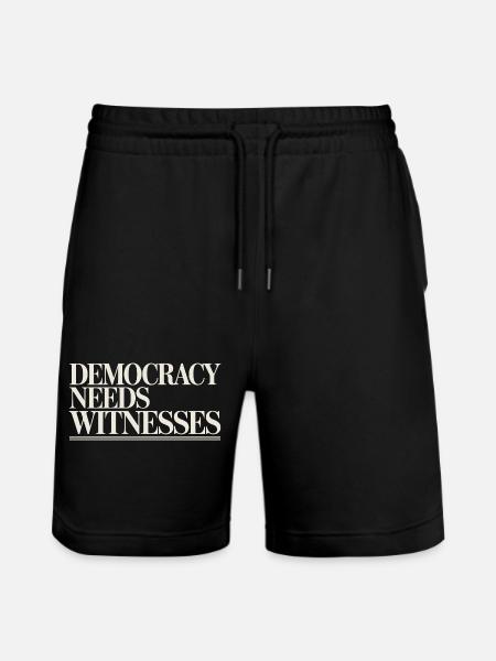 Democracy Needs Witnesses Press Freedom - Stanley/Stella Trainer Unisex Organic Jogging Shorts - black