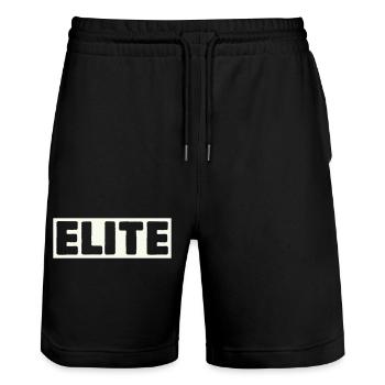 Elite Schriftzug Shirt - Stanley/Stella Unisex Bio Joggingshorts Trainer  - Schwarz - Vorne - Nik (191cm) & Marisol (170cm)