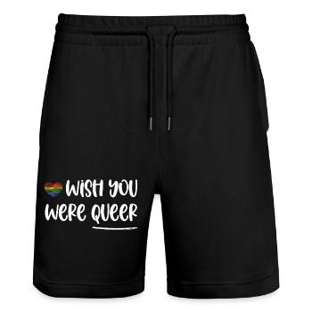 LGBT-Pride-Monat – Ich wünschte, du wärst queer - Stanley/Stella Unisex Bio Joggingshorts Trainer  - Schwarz - Vorne - Nik (191cm) & Marisol (170cm)