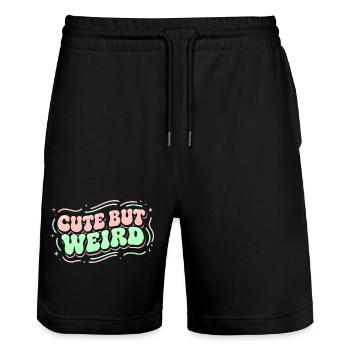 Cute but Weird - Retro 70s Aesthetic Design - Stanley/Stella Unisex Bio Joggingshorts Trainer  - Schwarz - Vorne - Nik (191cm) & Marisol (170cm)