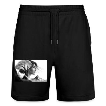 Naturverbunden - Stanley/Stella Unisex Bio Joggingshorts Trainer  - Schwarz - Vorne - Nik (191cm) & Marisol (170cm)
