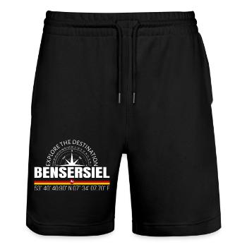 Bensersiel - Stanley/Stella Unisex Bio Joggingshorts Trainer  - Schwarz - Vorne - Nik (191cm) & Marisol (170cm)