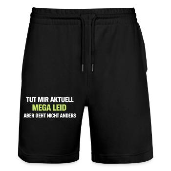 Mega Leid Typografie Schriftzug - Stanley/Stella Unisex Bio Joggingshorts Trainer  - Schwarz - Vorne - Nik (191cm) & Marisol (170cm)