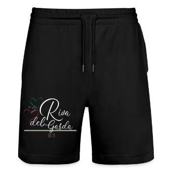 Riva del Garda, Gardasee - Stanley/Stella Unisex Bio Joggingshorts Trainer  - Schwarz - Vorne - Nik (191cm) & Marisol (170cm)