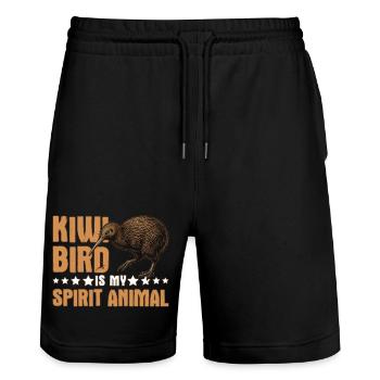 Kiwi Bird Is My Spirit Animal New Zealand - Stanley/Stella Trainer Unisex Organic Jogging Shorts - black - Front - Nik (191cm) & Marisol (170cm)