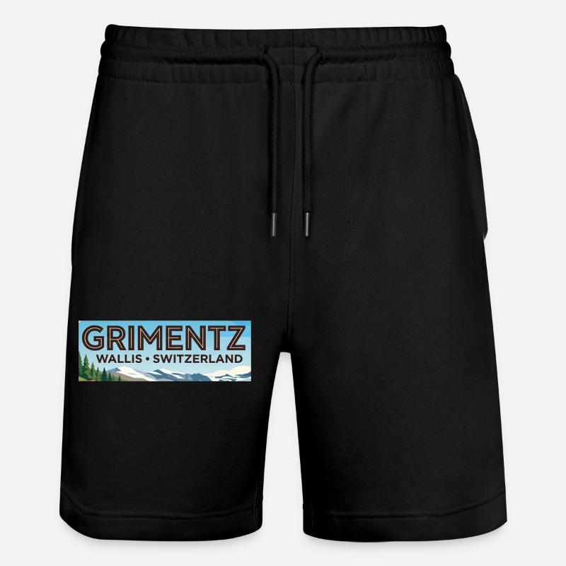 Grimentz Panorama Schweiz - Stanley/Stella Unisex Bio Joggingshorts Trainer  - Schwarz