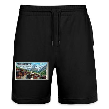 Grimentz Alpenpanorama Poster - Stanley/Stella Unisex Bio Joggingshorts Trainer  - Schwarz - Vorne - Nik (191cm) & Marisol (170cm)
