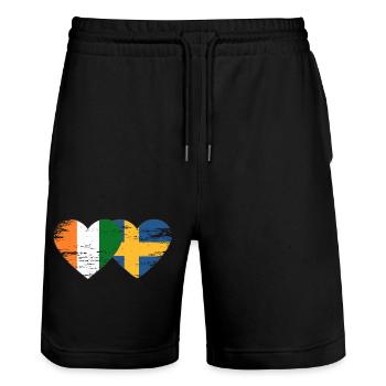 Cœur du drapeau de la Côte d’Ivoire de la Suède utilisé - Short de jogging bio TRAINER Stanley/Stella unisexe - noir - Devant - Nik (191cm) & Marisol (170cm)