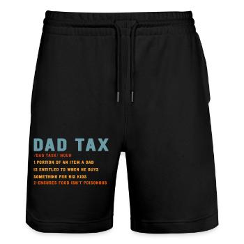 Dad Tax Bold Teal & Orange - Stanley/Stella Trainer Unisex Organic Jogging Shorts - black - Front - Nik (191cm) & Marisol (170cm)