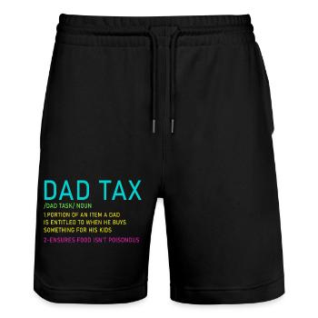 Dad Tax Neon Meme Tee - Stanley/Stella Trainer Unisex Organic Jogging Shorts - black - Front - Nik (191cm) & Marisol (170cm)
