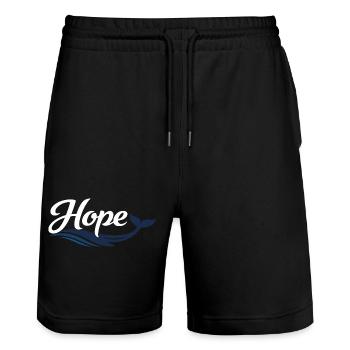 Hope Wal Typography - Stanley/Stella Trainer Unisex Organic Jogging Shorts - black - Front - Nik (191cm) & Marisol (170cm)