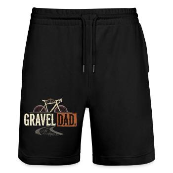 Gravel Bike Dad Fahrrad Offroad Papa - Stanley/Stella Trainer Unisex Organic Jogging Shorts - black - Front - Nik (191cm) & Marisol (170cm)