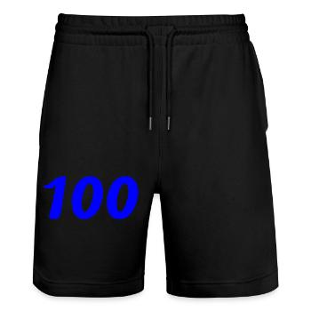 100. 100 ANS. 100e ANNIVERSAIRE. ANNIVERSAIRE 100  - Short de jogging bio TRAINER Stanley/Stella unisexe - noir - Devant - Nik (191cm) & Marisol (170cm)