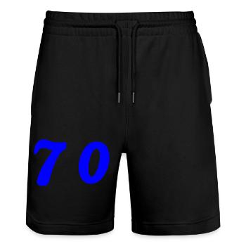 70. 70 YEARS. 70th ANNIVERSARY. 70 YEARS ANNIVERSARY. - Stanley/Stella Trainer Unisex Organic Jogging Shorts - black - Front - Nik (191cm) & Marisol (170cm)