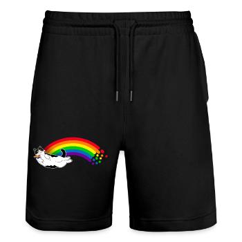 Rainbow Cat - Stanley/Stella Trainer Unisex Organic Jogging Shorts - black - Front - Nik (191cm) & Marisol (170cm)