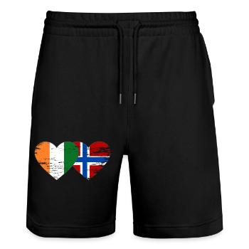 Cœur du drapeau de la Norvège de Côte d’Ivoire utilisé - Short de jogging bio TRAINER Stanley/Stella unisexe - noir - Devant - Nik (191cm) & Marisol (170cm)