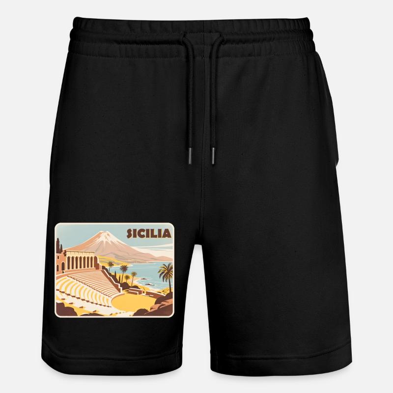 Sizilien - Stanley/Stella Unisex Bio Joggingshorts Trainer - Schwarz