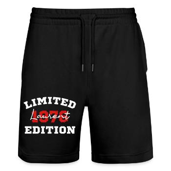 Limitierte Ausgabe 1976 Laurent Vintage - Stanley/Stella Unisex Bio Joggingshorts Trainer  - Schwarz - Vorne - Nik (191cm) & Marisol (170cm)