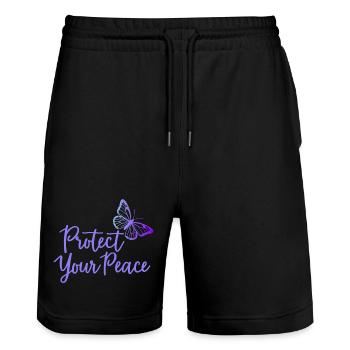 Protect Your Peace Schmetterling Innere Ruhe - Stanley/Stella Unisex Bio Joggingshorts Trainer  - Schwarz - Vorne - Nik (191cm) & Marisol (170cm)