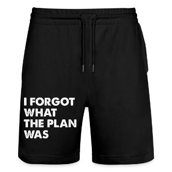 I Forgot What The Plan Was - Stanley/Stella Trainer Unisex Organic Jogging Shorts - black - Front - Nik (191cm) & Marisol (170cm)