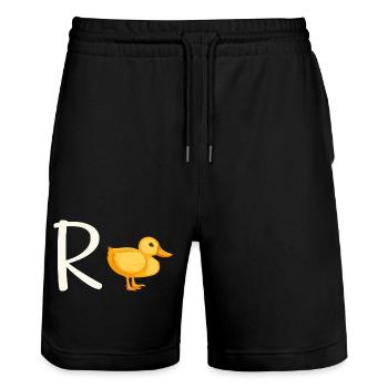 Funny Pension Duck - Stanley/Stella Trainer Unisex Organic Jogging Shorts - black - Front - Nik (191cm) & Marisol (170cm)