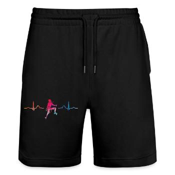 Boulderer heartbeat Bouldering Bouldering - Stanley/Stella Trainer Unisex Organic Jogging Shorts - black - Front - Nik (191cm) & Marisol (170cm)