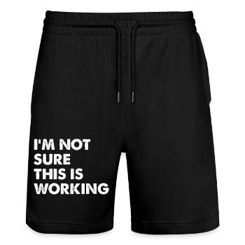 Ich bin mir nicht sicher, ob das klappt - Stanley/Stella Unisex Bio Joggingshorts Trainer  - Schwarz - Vorne - Nik (191cm) & Marisol (170cm)