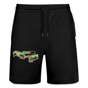 Human Connection Loading - Stanley/Stella Trainer Unisex Organic Jogging Shorts - black - Front - Nik (191cm) & Marisol (170cm)