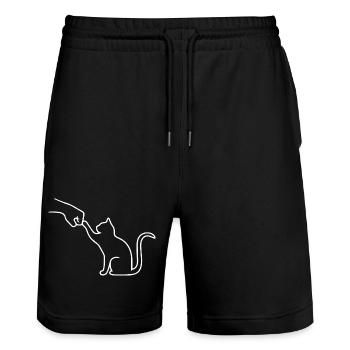 Cat Dad Cat Lover Cat Fist Team - Stanley/Stella Trainer Unisex Organic Jogging Shorts - black - Front - Nik (191cm) & Marisol (170cm)