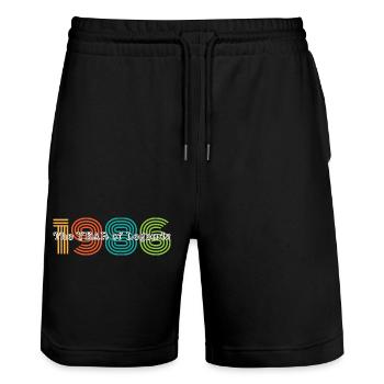 Vintage 1986 - Stanley/Stella Unisex Bio Joggingshorts Trainer  - Schwarz - Vorne - Nik (191cm) & Marisol (170cm)