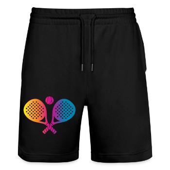 Padel Sport - Stanley/Stella Trainer Unisex Organic Jogging Shorts - black - Front - Nik (191cm) & Marisol (170cm)