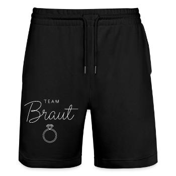 Team Bride Bachelor Party Women - Stanley/Stella Trainer Unisex Organic Jogging Shorts - black - Front - Nik (191cm) & Marisol (170cm)