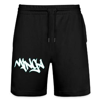 Graffiti Mibga Neon Lettering - Stanley/Stella Trainer Unisex Organic Jogging Shorts - black - Front - Nik (191cm) & Marisol (170cm)