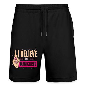 Nail Designer Nail Designer Cosmetics Nail Salon - Stanley/Stella Trainer Unisex Organic Jogging Shorts - black - Front - Nik (191cm) & Marisol (170cm)