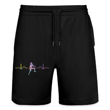 Boulderer Herzschlag Boulder Bouldern - Stanley/Stella Unisex Bio Joggingshorts Trainer  - Schwarz - Vorne - Nik (191cm) & Marisol (170cm)