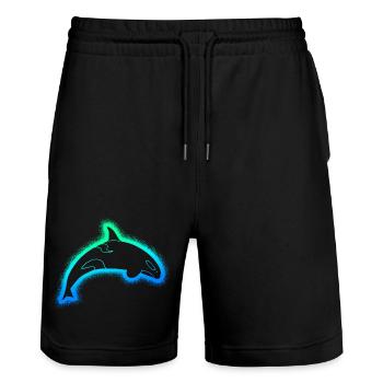 Orca Wal Schwertwal Kinder Herren Jungen Orcas - Stanley/Stella Unisex Bio Joggingshorts Trainer  - Schwarz - Vorne - Nik (191cm) & Marisol (170cm)