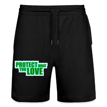 Protect What You Love Nature Protection Statement Logo - Stanley/Stella Trainer Unisex Organic Jogging Shorts - black - Front - Nik (191cm) & Marisol (170cm)