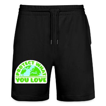 Protect What You Love Nature Protection Statement Logo - Stanley/Stella Trainer Unisex Organic Jogging Shorts - black - Front - Nik (191cm) & Marisol (170cm)