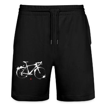 Rennrad Tusche Kunst Illustration Radsport - Stanley/Stella Unisex Bio Joggingshorts Trainer  - Schwarz - Vorne - Nik (191cm) & Marisol (170cm)