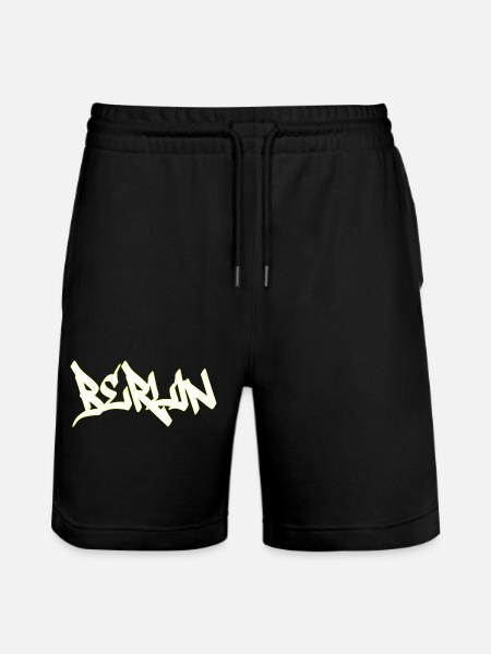 Berlin Graffiti Brown Lettering - Stanley/Stella Trainer Unisex Organic Jogging Shorts - black