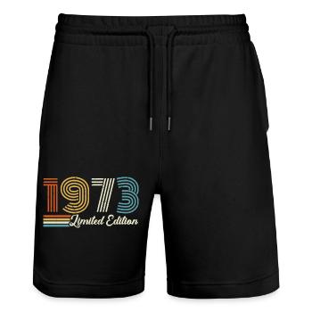 53e anniversaire 1973 Né en 1973 - Short de jogging bio TRAINER Stanley/Stella unisexe - noir - Devant - Nik (191cm) & Marisol (170cm)