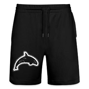 Orca Wal Schwertwal Kinder Jungen Herren Orcas - Stanley/Stella Unisex Bio Joggingshorts Trainer  - Schwarz - Vorne - Nik (191cm) & Marisol (170cm)