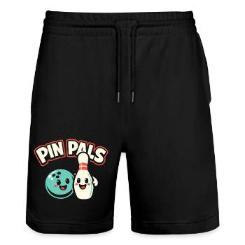 Pin Pals - Stanley/Stella Trainer Unisex Organic Jogging Shorts - black - Front - Nik (191cm) & Marisol (170cm)