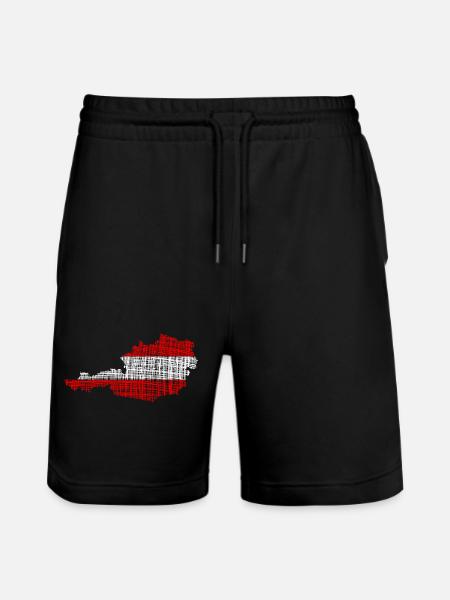 Austria Map Flag Art Austria Doodle - Stanley/Stella Trainer Unisex Organic Jogging Shorts - black