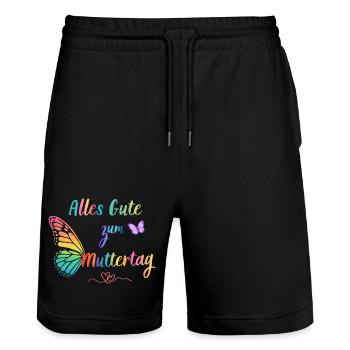 Alles Gute zum Muttertag Geschenk Mama Liebe - Stanley/Stella Unisex Bio Joggingshorts Trainer  - Schwarz - Vorne - Nik (191cm) & Marisol (170cm)
