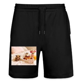 Chico 11: Muttertag 2026 - Stanley/Stella Unisex Bio Joggingshorts Trainer  - Schwarz - Vorne - Nik (191cm) & Marisol (170cm)