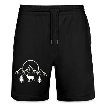 Alpine Mondlandschaft mit Steinbock - Stanley/Stella Unisex Bio Joggingshorts Trainer  - Schwarz - Vorne - Nik (191cm) & Marisol (170cm)